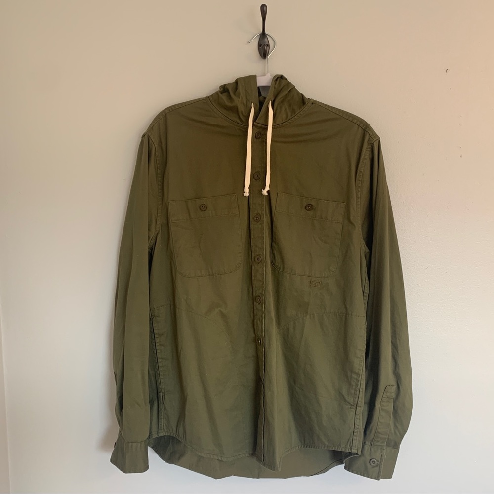 American Eagle Men’s Hooded Work Shirt - Forest Green